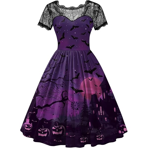 Amazon.com: Halloween Dresses Womens Long Sleeve Cocktail Swing Dress  Skeleton Pumpkin Printed Cosplay Party Costume Medium : Clothing, Shoes &  Jewelry