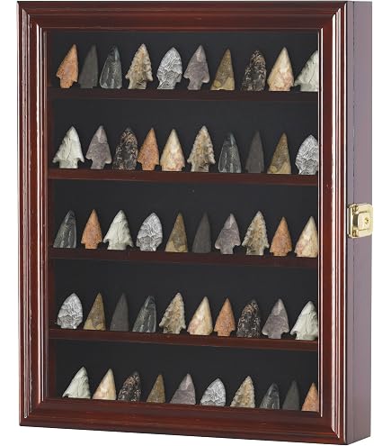GUSHBIN Arrowhead Display Case - Wooden Shadow Box With Removable Shelves For Collectibles & Memorabilia - View #5