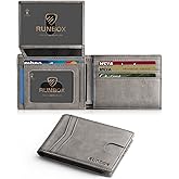 RUNBOX Wallet for Men Slim Rfid Leather 2 ID Window With Gift Box | Slim, Rfid, 2 ID Window, With Gift Box, Slim, Rfid