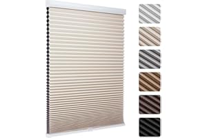 MYshade 1.5-Inch Cellular Cordless Blackout Shades,Thermal Insulating Noise Reducing Waterproof Blinds,Honeycomb Window Treatments for Indoor Light Control (Beige-35.5" W x 72" H)