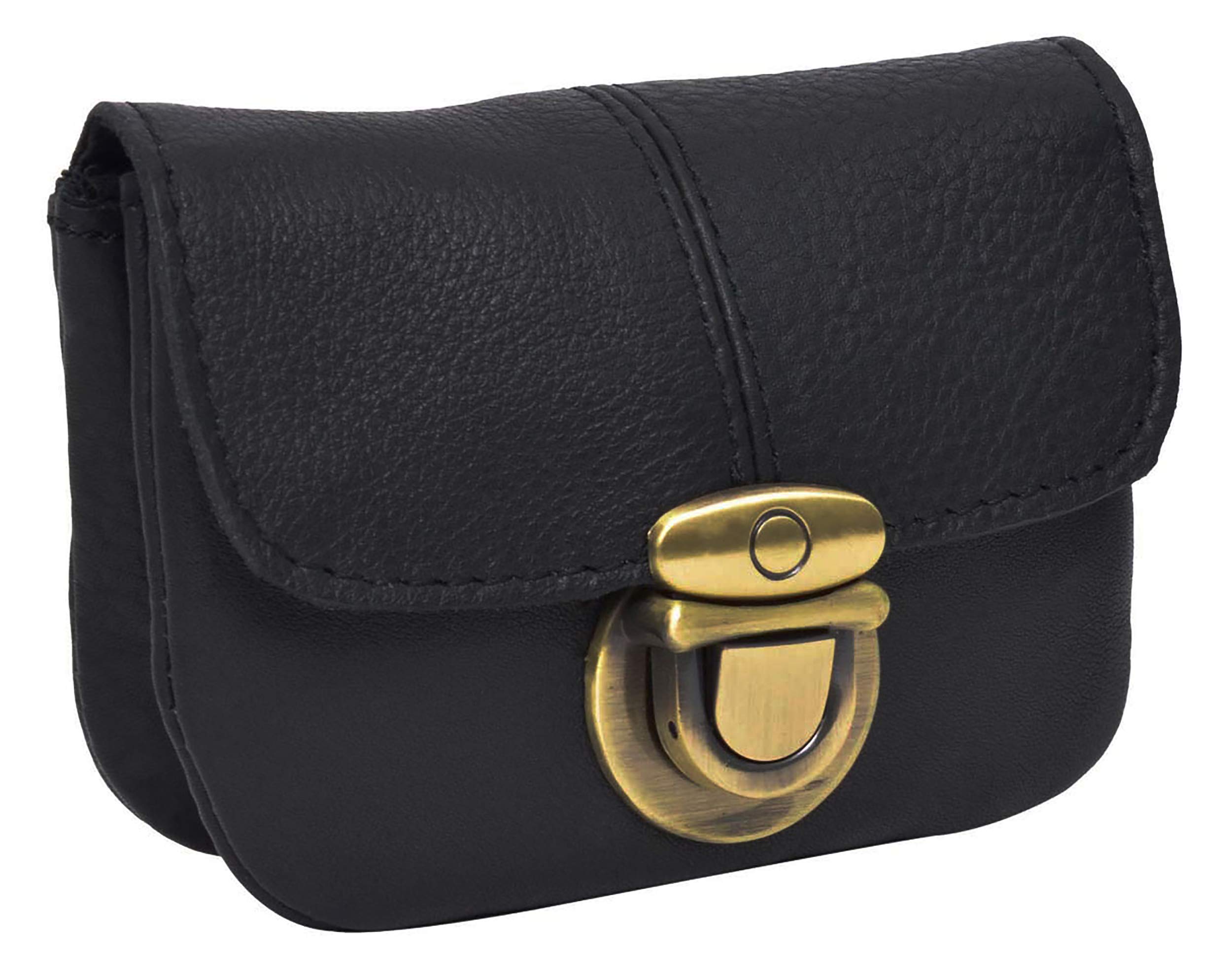 Gusti Eskil Leather Waist Pack, Black, One Size, Zippered Compact Size Unisex Belt Bag
