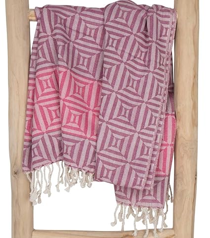ZusenZomer Fouta Hamamtuch XXL Damen Square 100x200 Rosa – Hamam Badetuch Strandtuch Sauna Tuch 100% Baumwolle - Fair Trade H