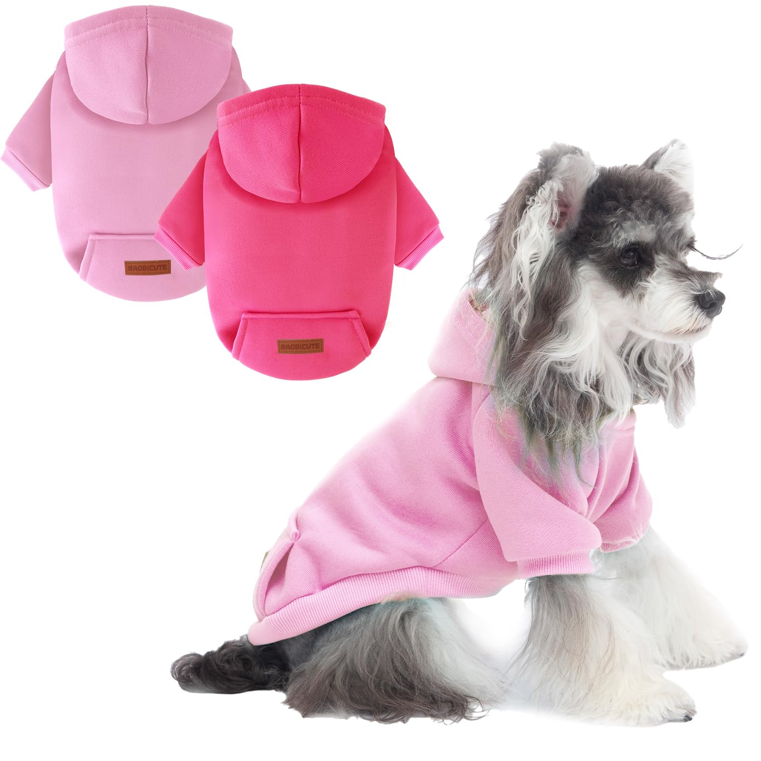 Photo 1 of 2 Pack Dog Hoodie Warm Hood Dog Sweater Cold Weather Small Dogs Sweatshirt Comfort Pet Clothes for Small Medium Dogs with Pockets Cats Chihuahua Clothes for Male Female Girl Boy Sporty Daily Wear