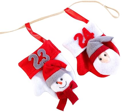 infactory Weihnachtskalender: Adventskalender-Girlande mit 24 Nikolaus-Handschühchen (Adventskalender zum Befüllen)