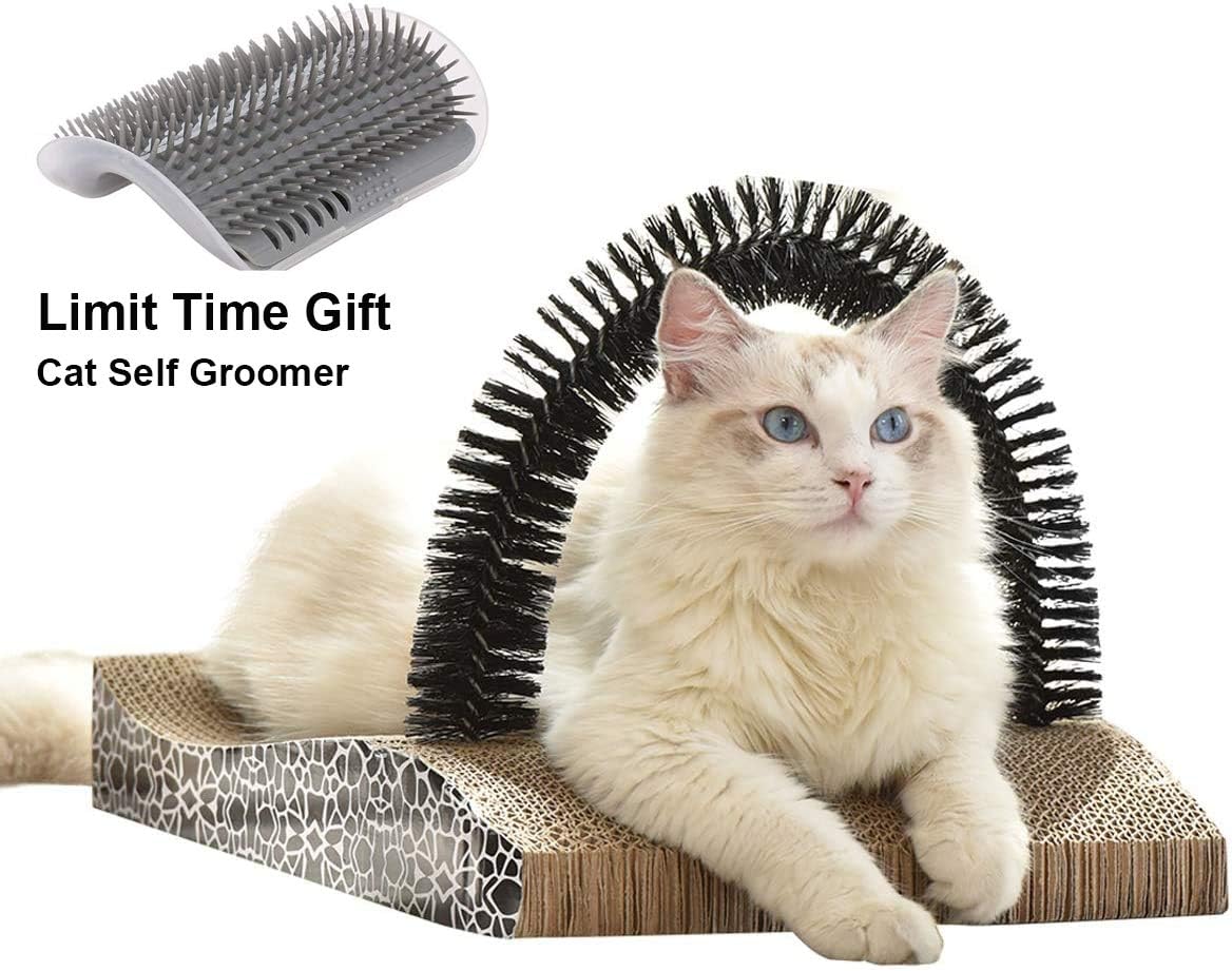 FUKUMARU Pet Fur Grooming Cat Scratching Pads, Cats Self Groomer Massager Scratcher Toy Brush : Pet Supplies