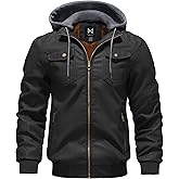 GGleaf Men's Faux Leather Jacket Waterproof Motorcycle Bomber Jacket Vintage PU Moto Biker Coat