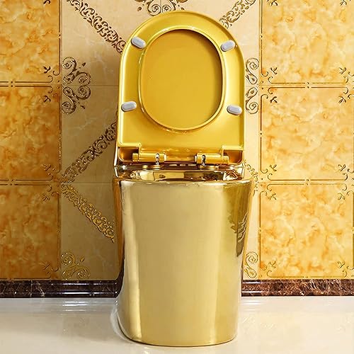 浴室用トイレ, 金のトイレ, 快適シート付きワンピーストイレ, 金のトイレボウル, 伸びるトイレ 305mm-400mm 27x24x15in 400mm - サムネイル 3