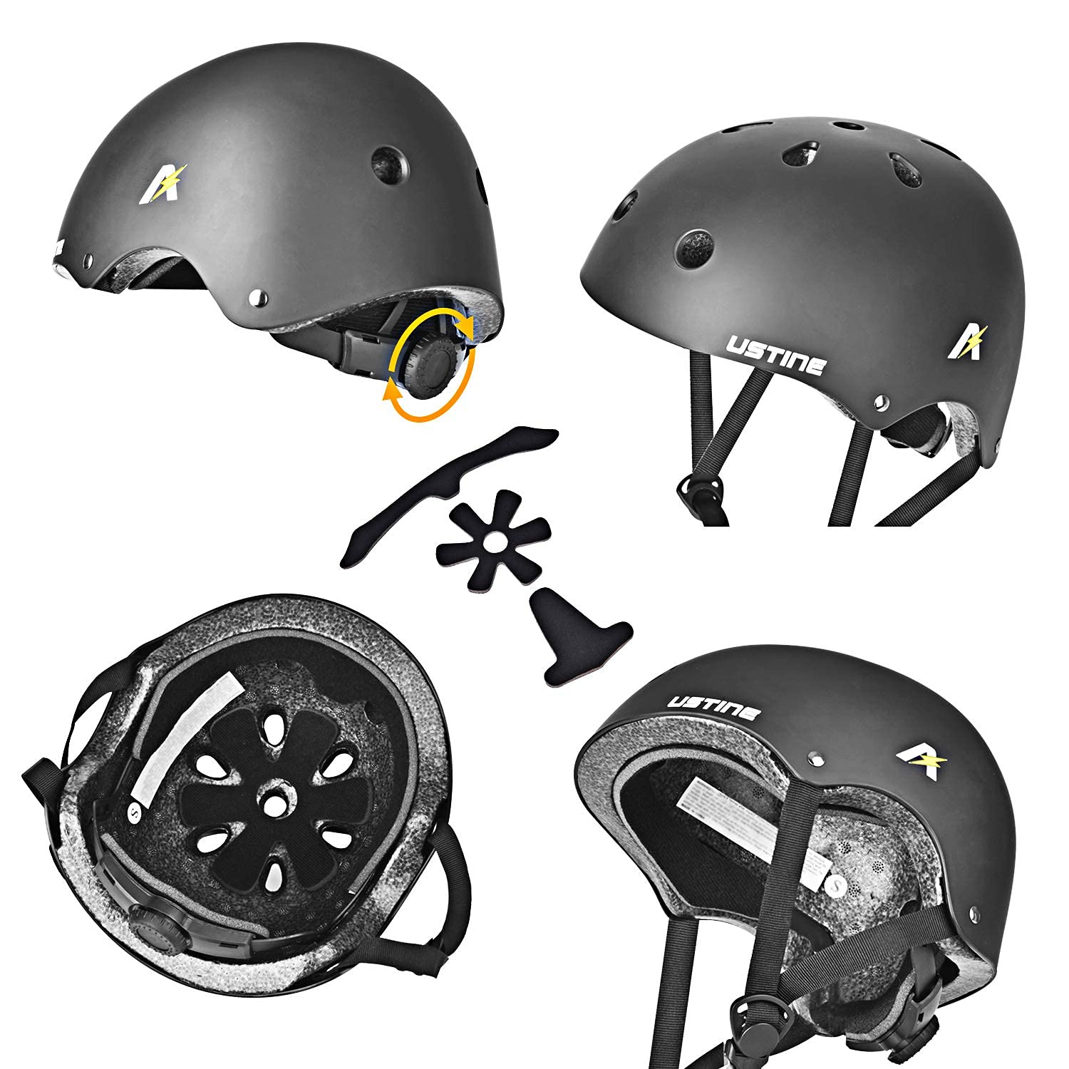 Skateboard Helmet, Bike Helmet, Protective Gear Set Knee Elbow Wrist Pads for Kids Boys Girls Toddler Youth Adults Multi-Sports Scooter Roller Skate Inline Skating Cycling Rollerblading