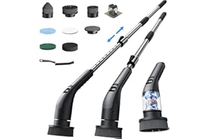 Electric Spin Scrubber, IPX7 Waterproof Shower Cleaning Brush with 7 Replaceable Brush Heads,Adjustable Speed and Extended Ha