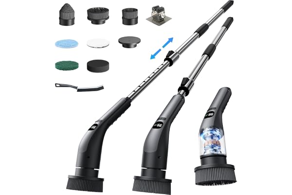 Electric Spin Scrubber, IPX7 Waterproof Shower Cleaning Brush with 7 Replaceable Brush Heads, Power Kitchen Bathroom Cleaner,