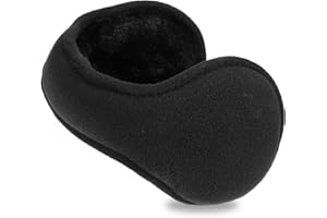 Ajcotahm Winter Earmuffs Men and Women Big Soft Ear Warmers Cover Outdoor Warm Black Foldable Adjustable Ear Muffs