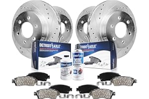 Detroit Axle - Brake Kit for 2012-2020 Ford F-150 Drilled & Slotted Brake Rotors Ceramic Brakes Pads Replacement : 13.78'' inch Front and 13.70'' inch Rear Rotors [Manual Parking Brake]