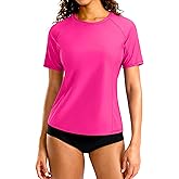 SANTINY Rash Guard for Women UPF 50+ Bathing Suit Sun Protection Short Sleeve Swimsuit Top Quick Dry Swim Shirts for Women