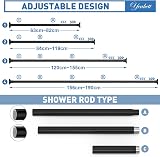 Yeabett Extendable Curtain Poles 48-190.5cm Tension Rods Black view 2