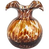Hibiscus Glass Brown Tortoiseshell Bud Vase