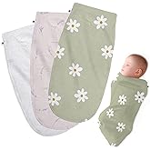 Henry Hunter Baby Swaddle Sack | The Simple Swaddle | Soft Stretchy Cotton Swaddles for Newborns | Baby Swaddles 0-3 Months, Swaddle Blankets Baby Girl, Pack of 3, Daisy | Lavender | White Heather
