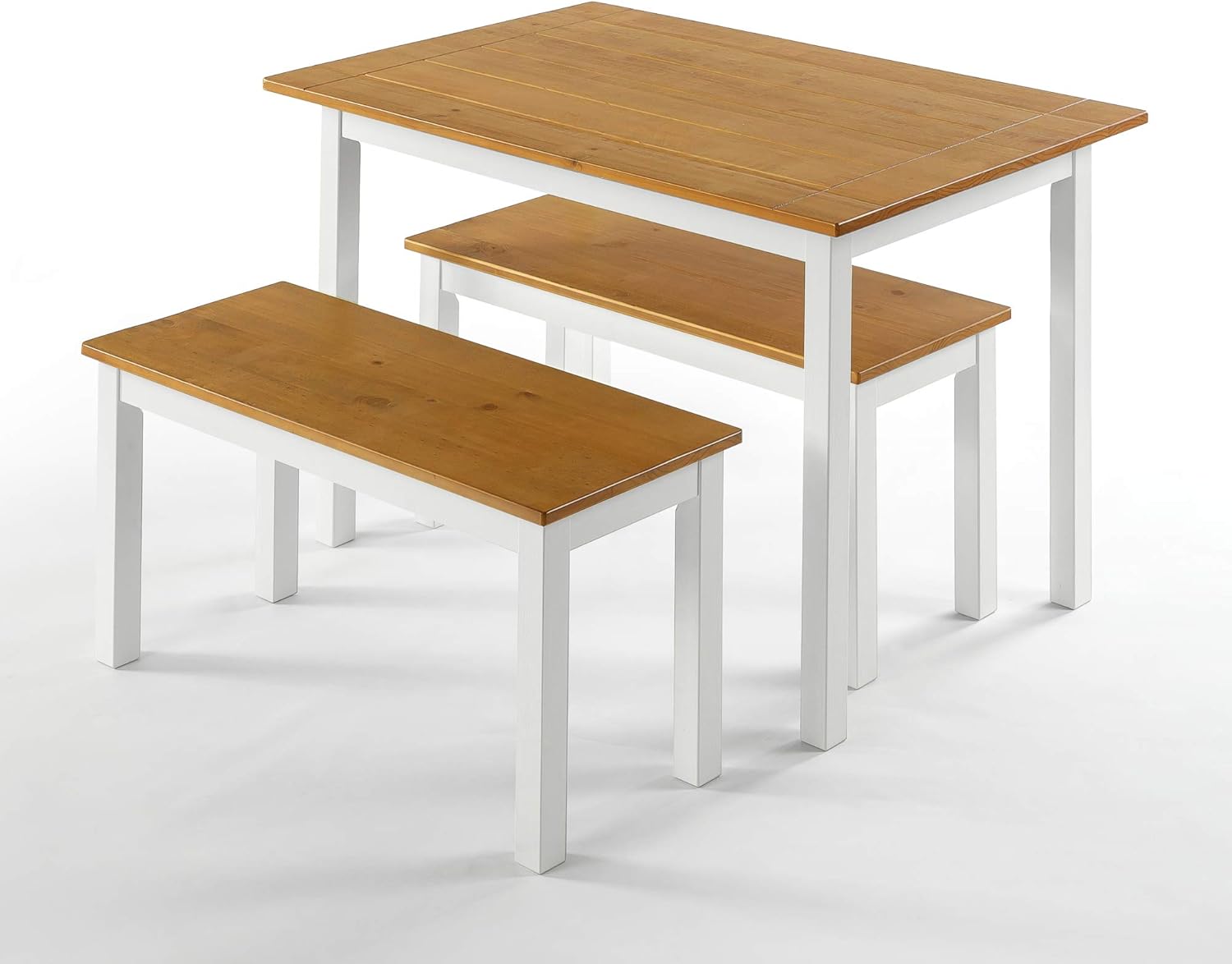 Zinus Becky Farmhouse Dining Table with Two Benches / 3 piece set - Tables