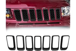 JINCHEN 7pcs Grill Mesh Inserts Clip-on Compatible with Jeep Compass 2011-2016, Front Grill Inserts Grille Cover Frame Trims (Bright black)