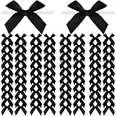 Christmas Twist Tie Bows, 100 Pcs Satin Twist Tie Bows for Treat Bag Satin Ribbon Tie Bows for Tying Up Packages Present Bags Bakery Candy Bags Decorating Ribbon Bow Gift Wrap Bows (Black)