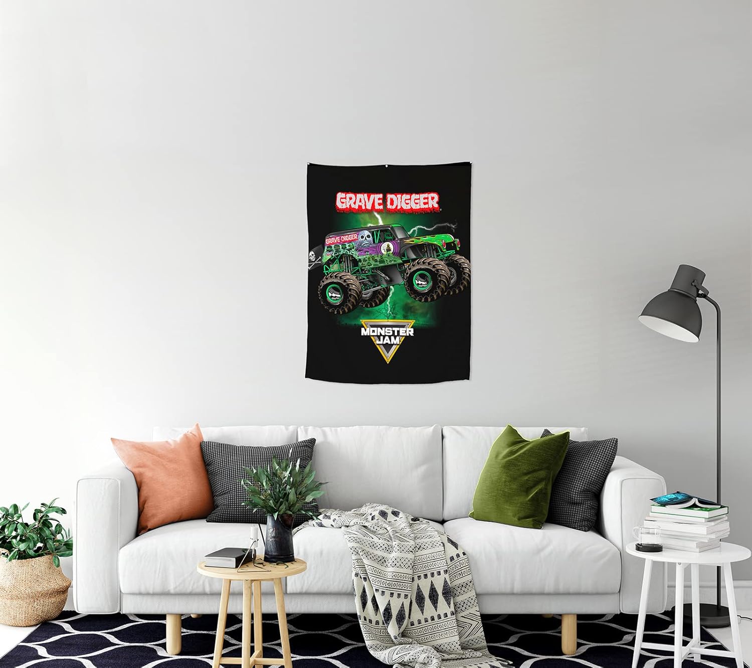 Tapestries - Jay Franco Monster Jam Undertaker Tapestry – 30 x 40 Inch Wall Hanging Features Grave Digger – Kids Room Décor