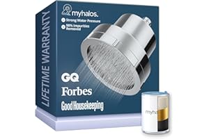 MyHalos® Filtered Shower Head for Hard Water Filter - High Pressure, Removes Chlorine - Shower Head Filter for Hard Water Sof
