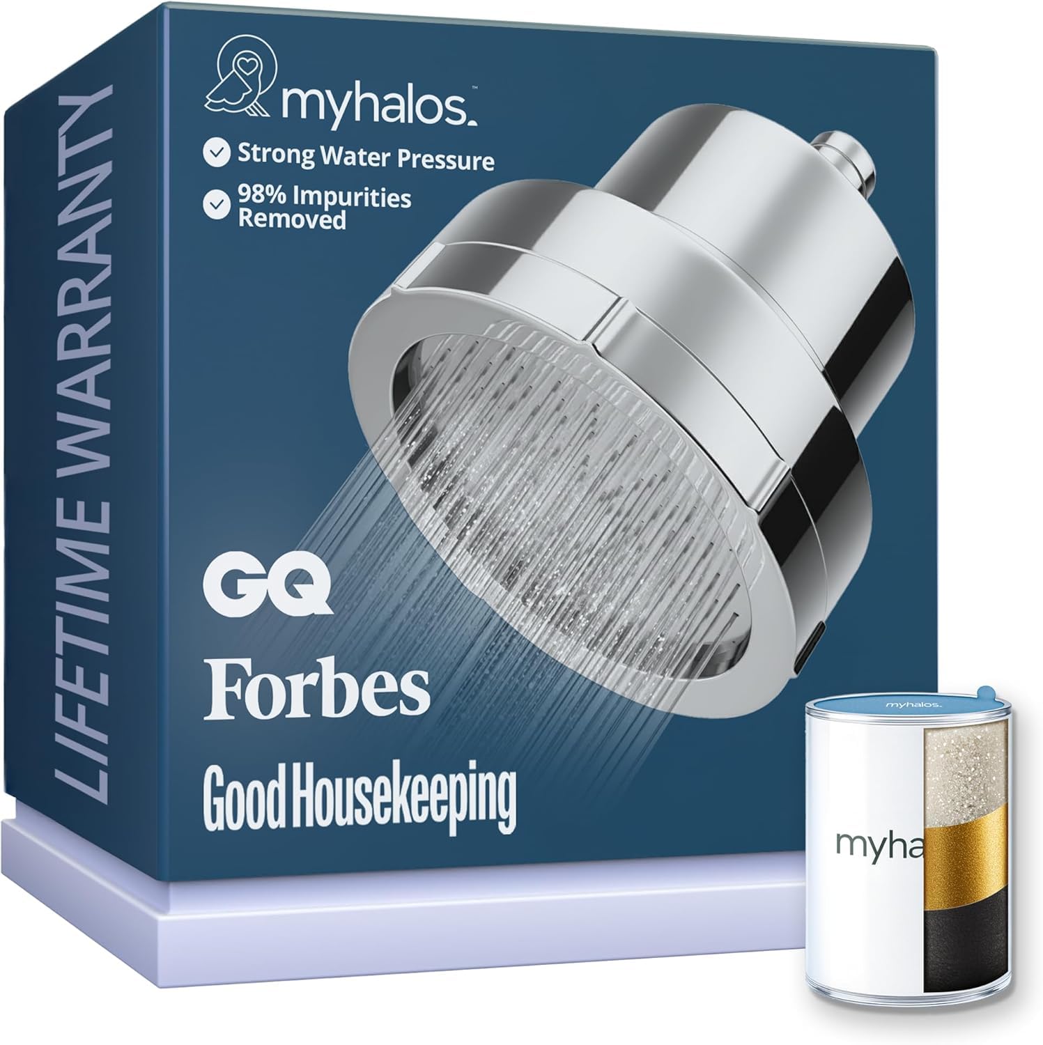 Photo 1 of MyHalos® Filtered Shower Head for Hard Water Filter - High Pressure, Removes Chlorine - Shower Head Filter for Hard Water Softener Showerhead, Easy Install, For Hair & Skin, Filtering (Chrome)