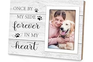 MILCIER Pet Memorial Gifts for Dogs - Dog Memorial Gifts Picture Frame - Lost of Pet Sympathy Present, Pet Loss Remembrance Gift, Cat Passing Away Memorial Frame with Paw Print 4x6" Photo