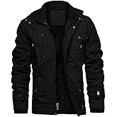 CHEXPEL Men's Thick Winter Jackets with Hood Fleece Lining Cotton Military Jackets Work Coats with Cargo Pockets Outwear