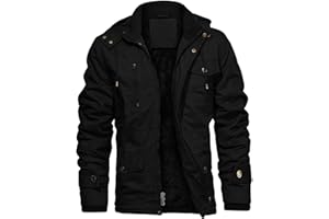 CHEXPEL Men's Thick Winter Jackets with Hood Fleece Lining Cotton Military Jackets Work Coats with Cargo Pockets Outwear