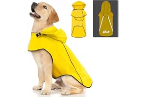 BiPawTi Dog Raincoat,Waterproof Hooded Slicker Poncho,Dog Reflective Safety Dog Rain Jacket,Windproof Snow-Proof Dog Rain Coat,Dog Raincoats for Small,Medium,Large Dogs Yellow