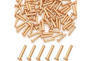 ASAMUYU 100 Pieces Round Head Solid Rivets Fasteners Copper Rivets (M3x14)