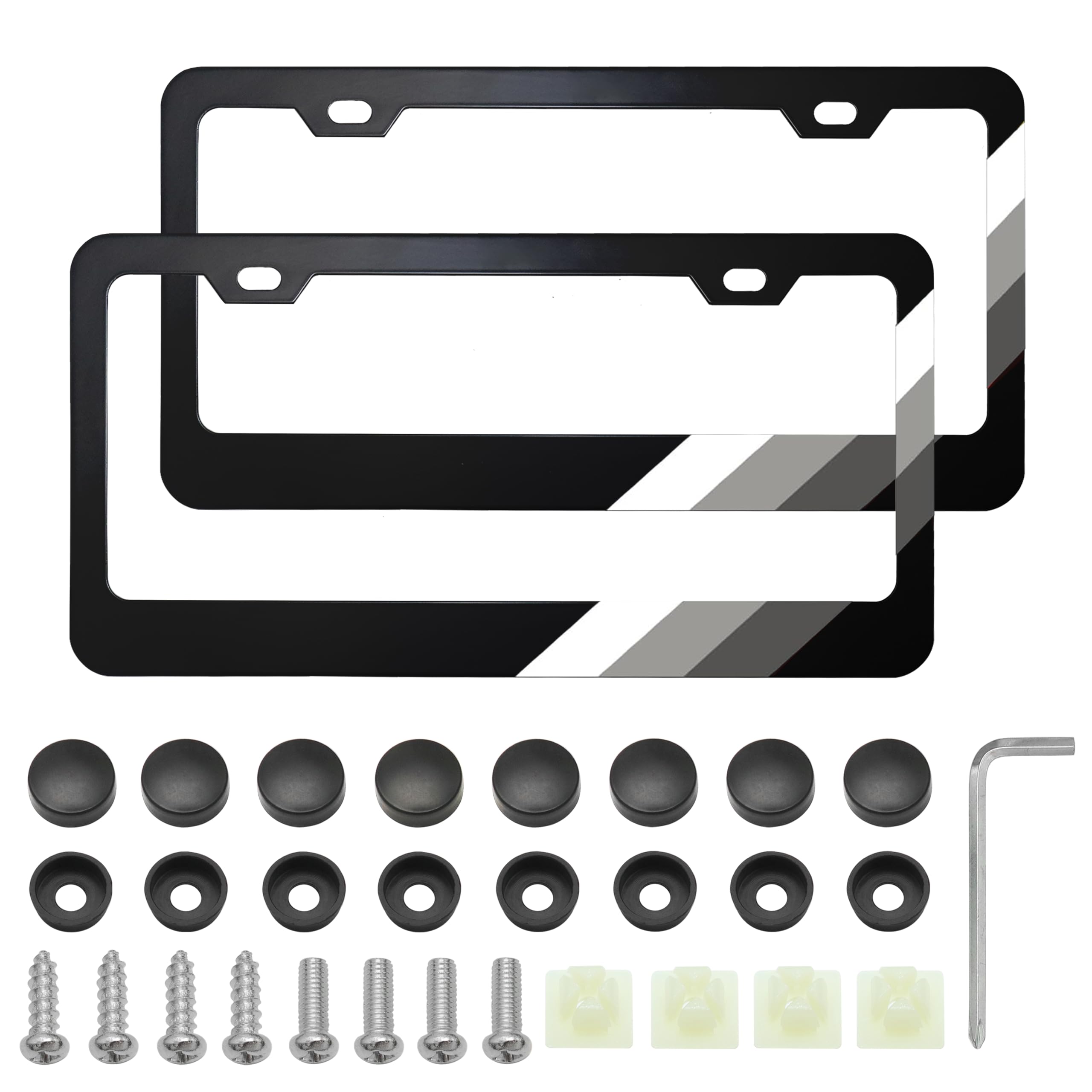 Photo 1 of *PARTIAL SET*
YOSRTER 2PCS Tri-Color Aluminum License Plate Frame for Toyota Tundra Tacoma 4Runner Camry Rav4 Highlander Sequoia License Plate Cover Holder for Toyota Accessories(White/Gray/Dark Gray)