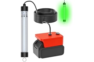 CRTBELFY Underwater Fishing Light Compatible for Milwaukee 18V Battery，LED Green Light for 60W IP68 6000 Lumens Fish Attracting, Night Fishing for Docks Boats or Kayaks(no Battery)