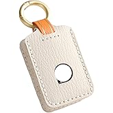 Hontumax Premium Leather Key Fob Cover Case for Volvo S60 S90 XC40 XC60 XC90 V60 V90 2018-2025 2026, Remote Key Holder Accessories (White)