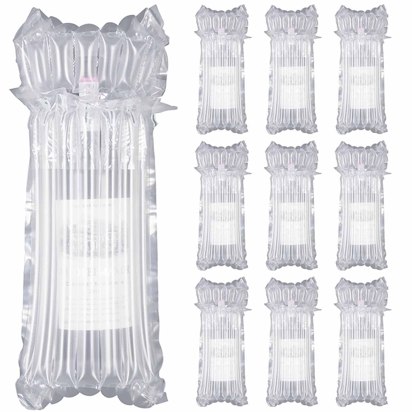 QISF 10 PCS Wine Bottle Protectors | Inflatable Column Packaging Air Bags Bubble Wrap Reusable for Safe and Transportation Not Including Pump, 24*40.5 cm