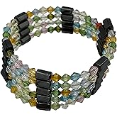 Mama Otter's Tidbits Magnetic Hematite Gemstone and Multicolored Glass Rondelle Beaded Wrap Necklace