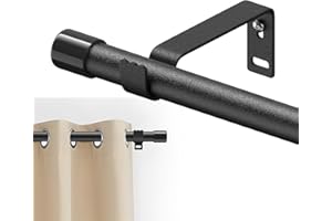 GINGULL Curtain Rod for Windows 30 to 43 Inch 5/8 Inch Small Black Adjustable Curtain Rod Set for Bedroom Window Heavy Duty Drapery Rods with Brackets
