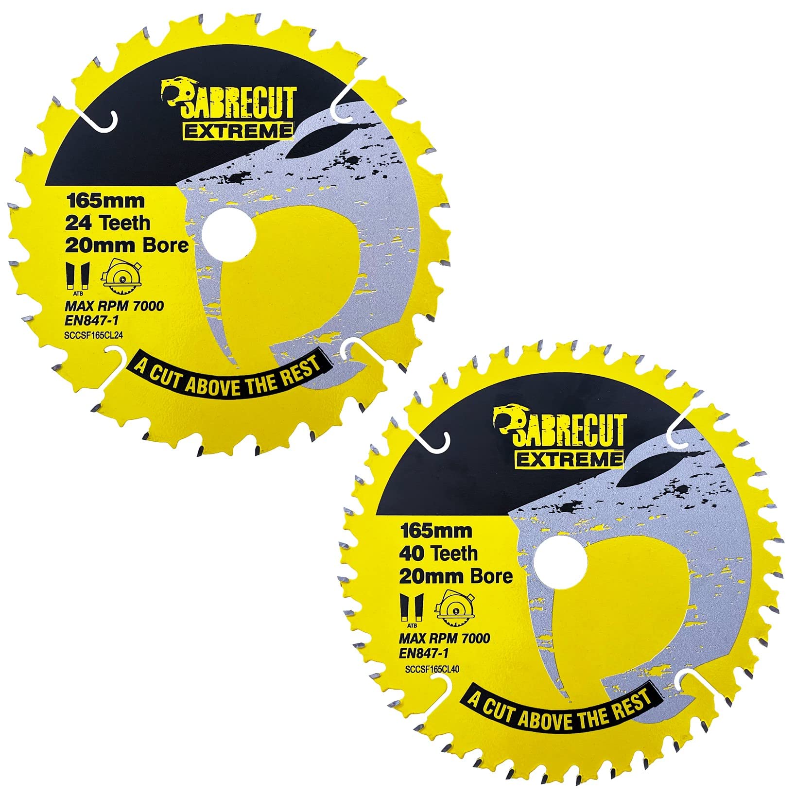 2 x SCCSFK165CL SabreCut 165mm 24T and 40T x 20mm Bore Cordless Circular Saw Blade