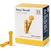 EasyTouch Twist Lancets - 33 G, (100 per Box) | Sterile Single-Use Lancets, Triple-Bevel Design, Multiple Gauge Options, Fits Most Lancing Devices