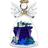 Valentines Day Rose Gifts for Her,Fresh Flowers for Delivery,Birthday Gifts for Women Mom,Preserved Flowers in Glass Angel Figurine,Angel Mothers Day Rose Gift for Mom Grandma,Blue Gift Valentines