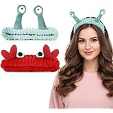 Hpmjz 2 Pcs Spa Headband Cartoon Cute Coral Fleece Elastic Hairband Makeup Shower Headbands Snail Crab Spa Hair Bands Creative Hair Accessories for Beauty Skincare Sports Washing Face