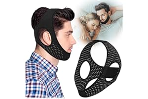 GNAYE Anti-Snoring Device, Reusable Snoring Chin Strap, Sleeping Chin Strap to Reduce Snoring Symptoms, Adjustable Sleeping Chin Strap Auxiliary Sleep Anti-Snoring Device for Sleep Apnea, 45CM