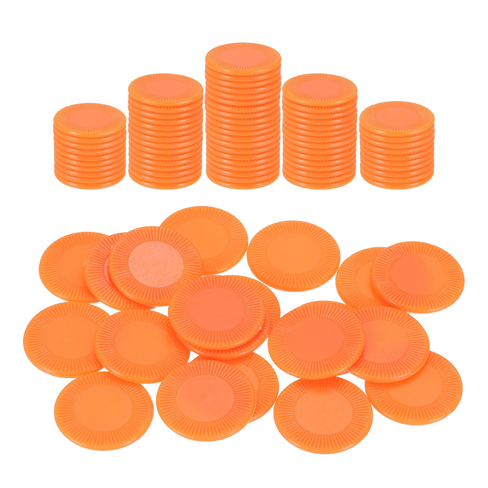 sourcing map 100Pcs Plastic Poker Chips, 0.9 Inch Mini Bingo Chips Learning Counters Counting Counters Disks Markers Opaque Game Tokens for Game Play Math Counting, Orange, Pattern