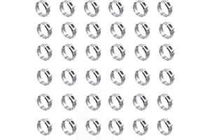 ALFYKYM 40 Pack 15.3mm-18.5mm Single Ear Hose Clamps PEX Cinch Clamps Stainless Steel Crimp Hose Clamp Stepless Cinch Crimp Rings Pinch Fitting Tools