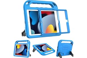 BMOUO Kids Case for New iPad 10.2 2021/2020/2019 - iPad 9th/8th/7th Generation Case for Kids, with Built-in Screen Protector, Shockproof Handle Stand Kids Case for iPad 10.2" (9th/8th/7th Gen) - Blue