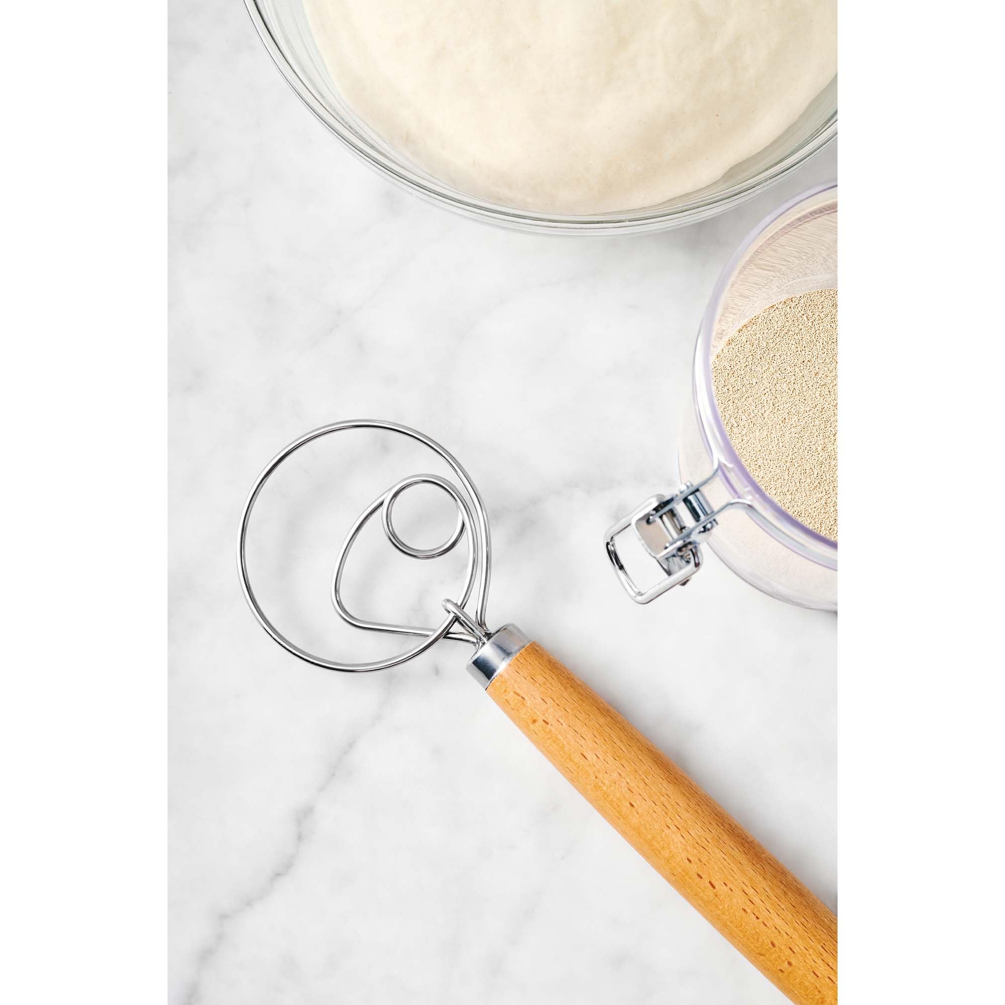 King Arthur Baking Company Baker’s Dough Whisk, Single-Loop, 18/8 Stainless Steel and Beechwood - view 6
