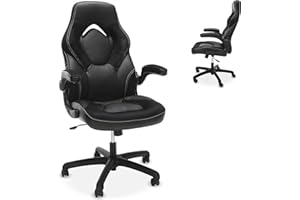RESPAWN 3085 Ergonomic Gaming Chair for Adults, High Back Office Chair with Headrest and Flip Up Arms, Leather Racing Style Gaming Seat with Lumbar Support, Video Game Computer Desk Seat - Black