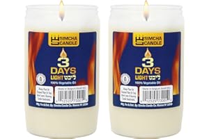 RAMBUE 3 Day Yartzeit Candle -2 Pack- 72 Hour Kosher Memorial Yizkor Candles for Yom Kipur Yom Tov in Plastic Jar
