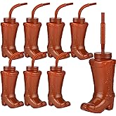 PAKCHOICE Cowboy Boot Cups with Straws and Lids, 8Pcs 10oz Party Cowboy Cups for Western Rodeo Themed Party Favor, Birthday, Holiday, Events Supplies and Decorations - Brown