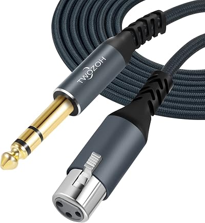 Twozoh XLR Female to 1/4 TRS Cable 5M Braided 6.35mm Balanced